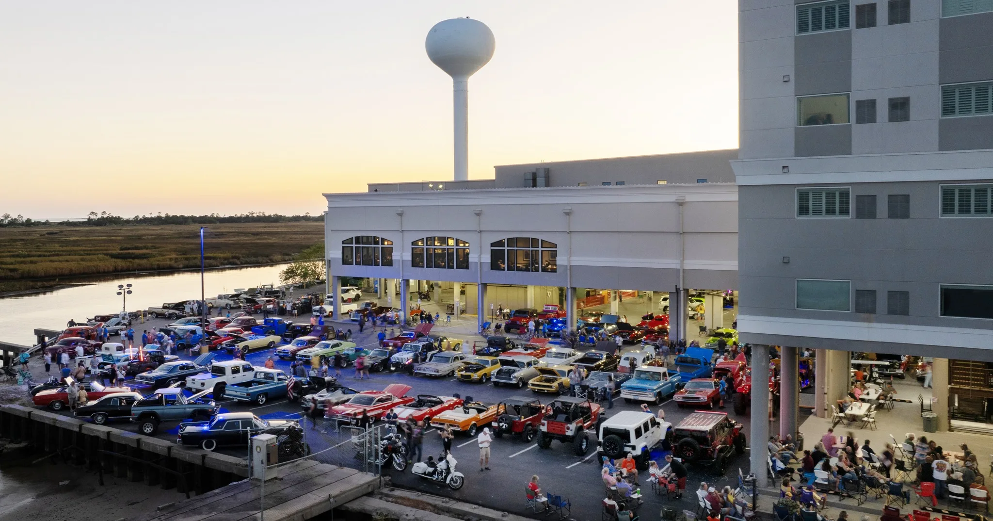 Aerial view of the Cruisin' the Coast car gathering beside the casino
